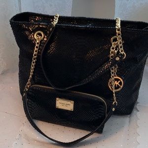 Michael Kors jet set snakeskin bag and wallet